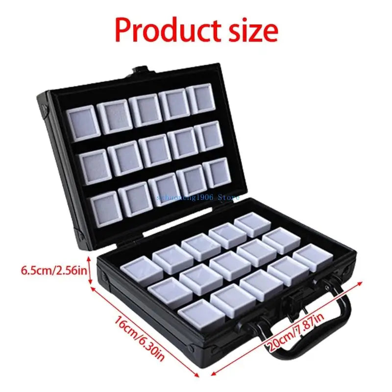 boîte rangement bijoux noir velours pratique poignée 24 compartiments portables cadeaux hommes