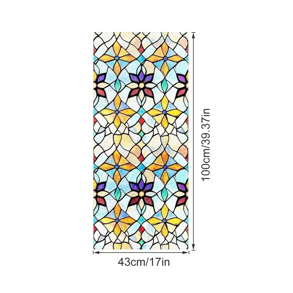 film adhésif vitrail art déco motifs géométriques floraux couleurs vives opaques anti reflets