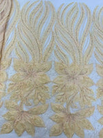 dentelle africaine brodée fleurs sequins bleu blanc vert orange translucide mariage