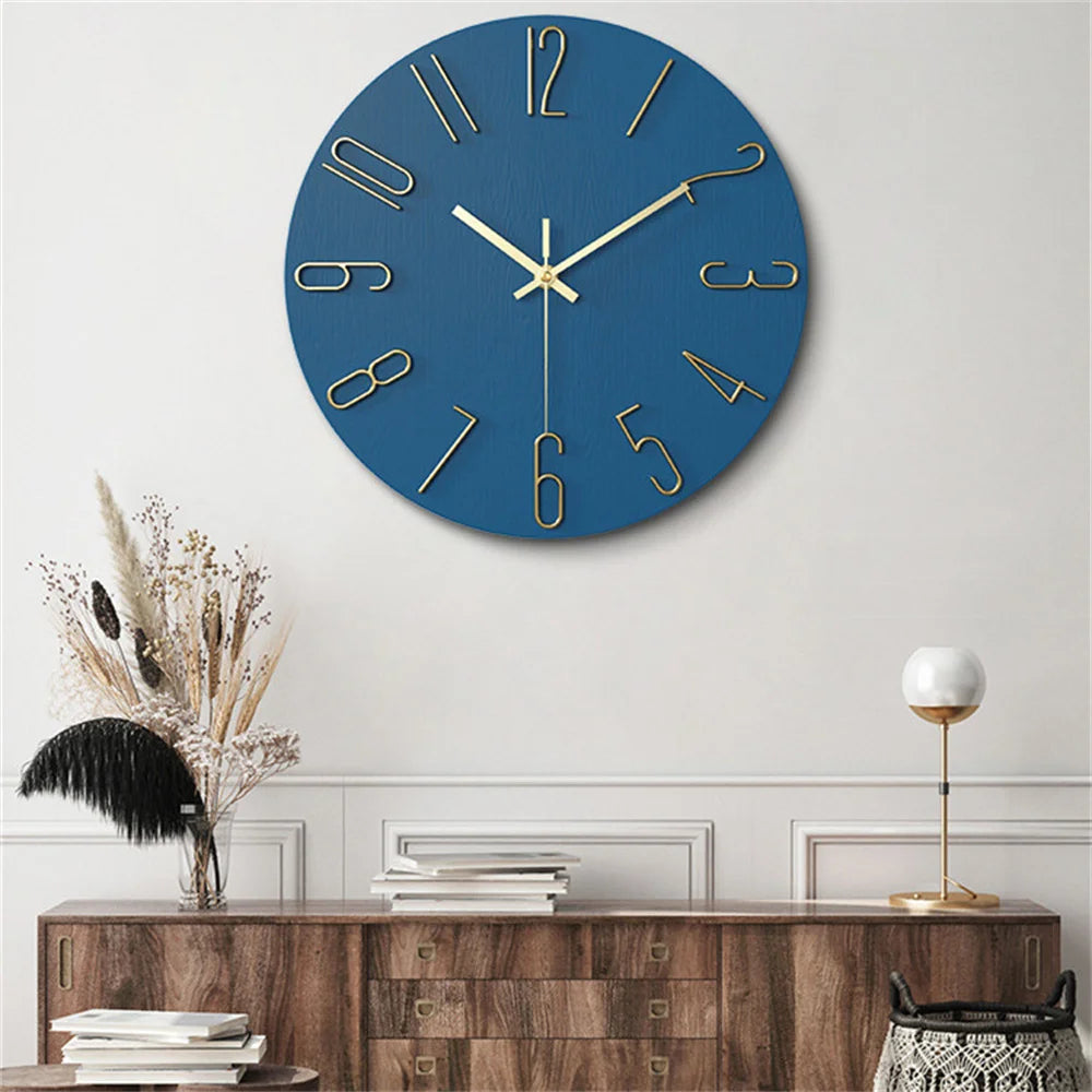 horloge murale moderne bois beige aiguille quartz circulaire opaque étude salon chambre