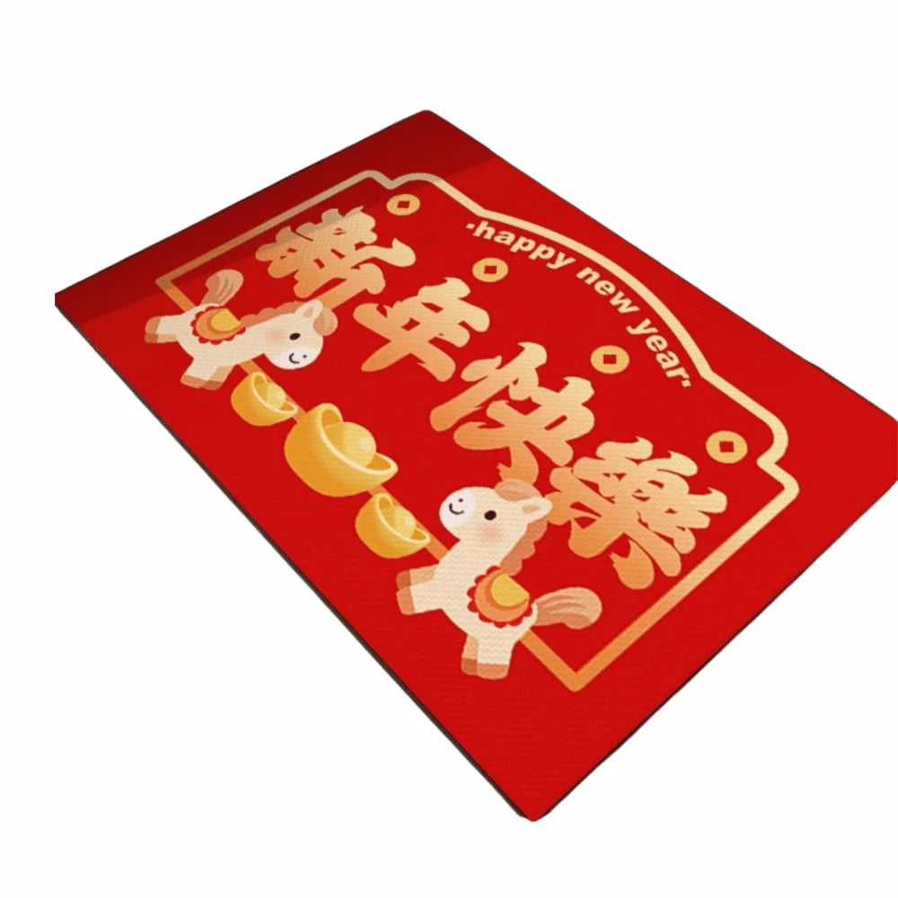 tapis traditionnel chinois rouge motifs lanternes symboles bonheur tissage résistant extérieur porche