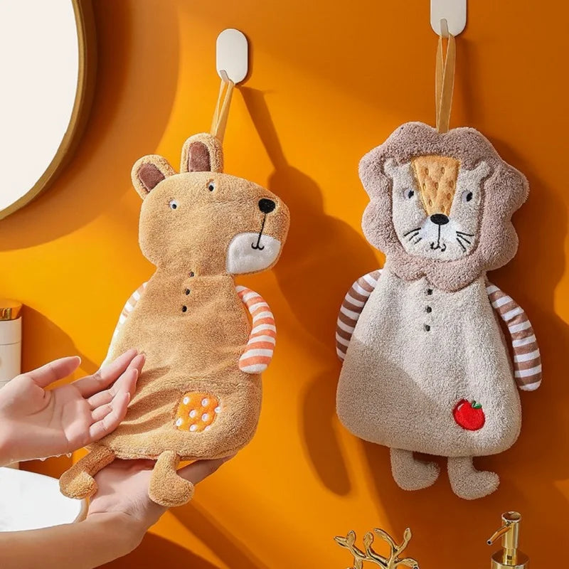 serviettes toilette animaux mignons gris beige rose douces absorbantes enfants déco chambre salon