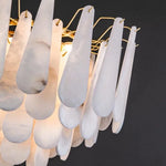 lustre moderne cuivre blanc marbre feuilles semi transparent salon chambre