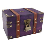 coffre bijoux bois violet vintage serrure réutilisable 22x15x13cm