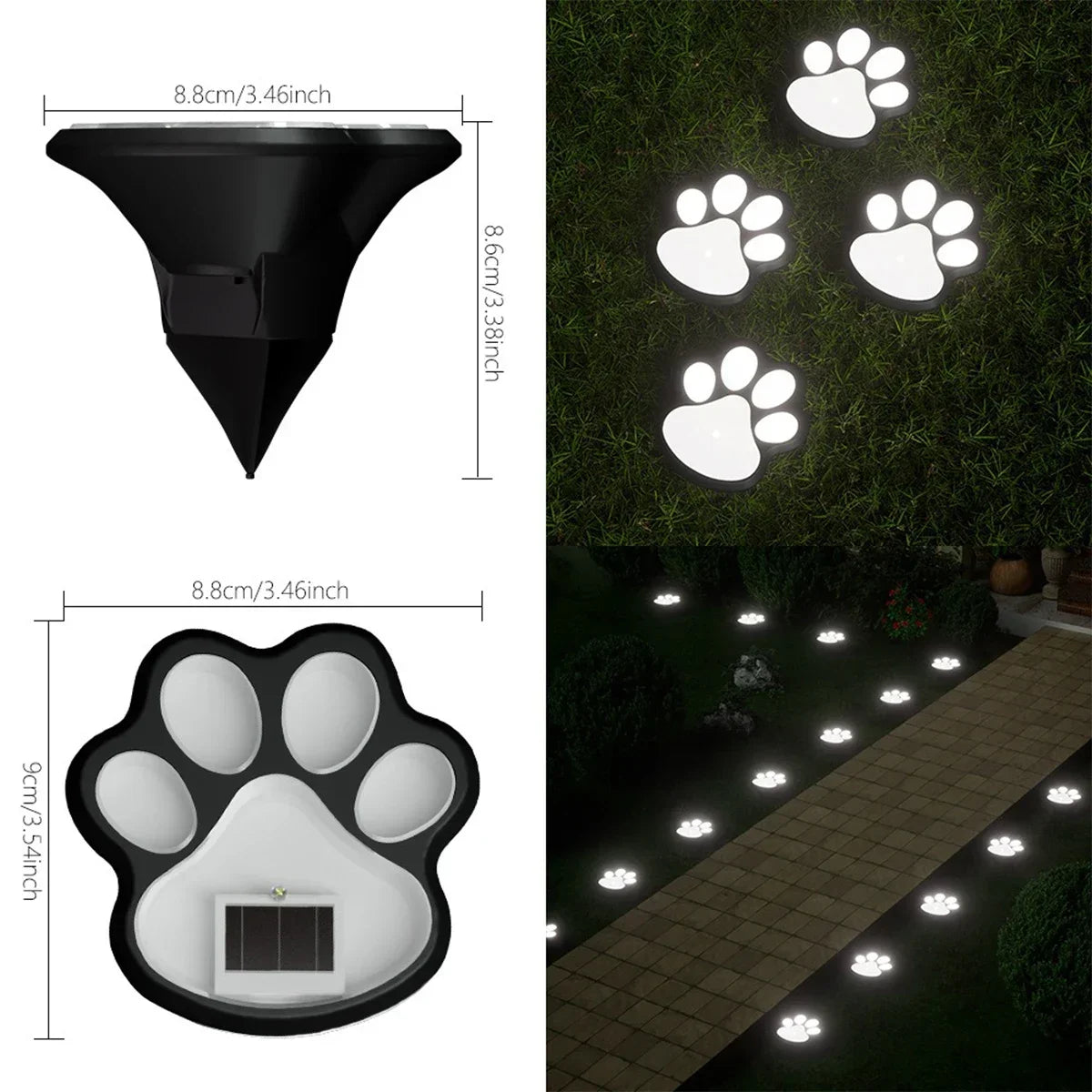 lumière solaire animaux extérieure adhésive led moderne pièces noir blanc imprimé pattes