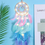 guirlande décorative bohème plumes led rose bleu vert violet blanc crème