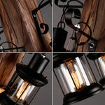 suspension lumineuse bois naturel ampoule filament industriel rustique verre translucide