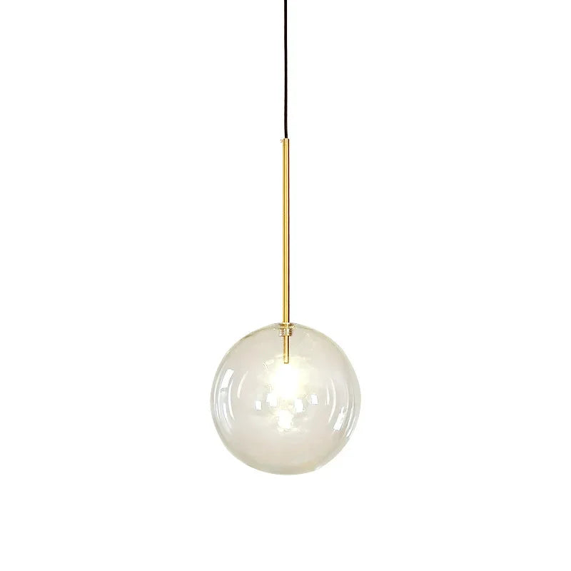 suspension lumineuse moderne transparente dorée brillante scandinave câble électrique fixée