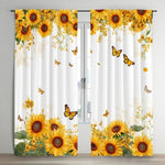 rideau tournesol fleurs papillons moderne rustique blanc jaune vert beige translucide maison