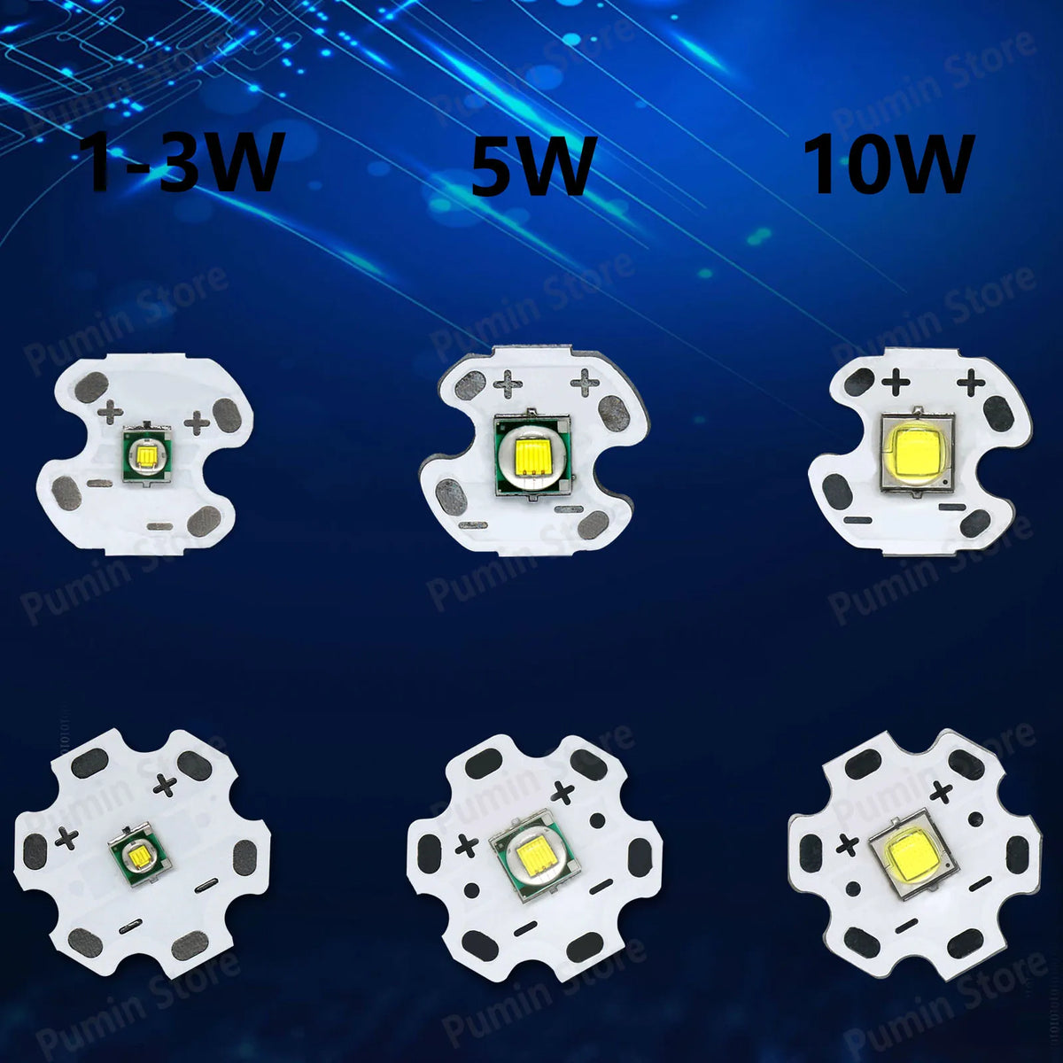 LED haute puissance 1W 3W 5W 10W blanc froide 16mm 20mm éclairage vélo phare