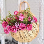 paniers suspendus tressés wicker fleurs artificielles bohème rustique décoration murale cache pots
