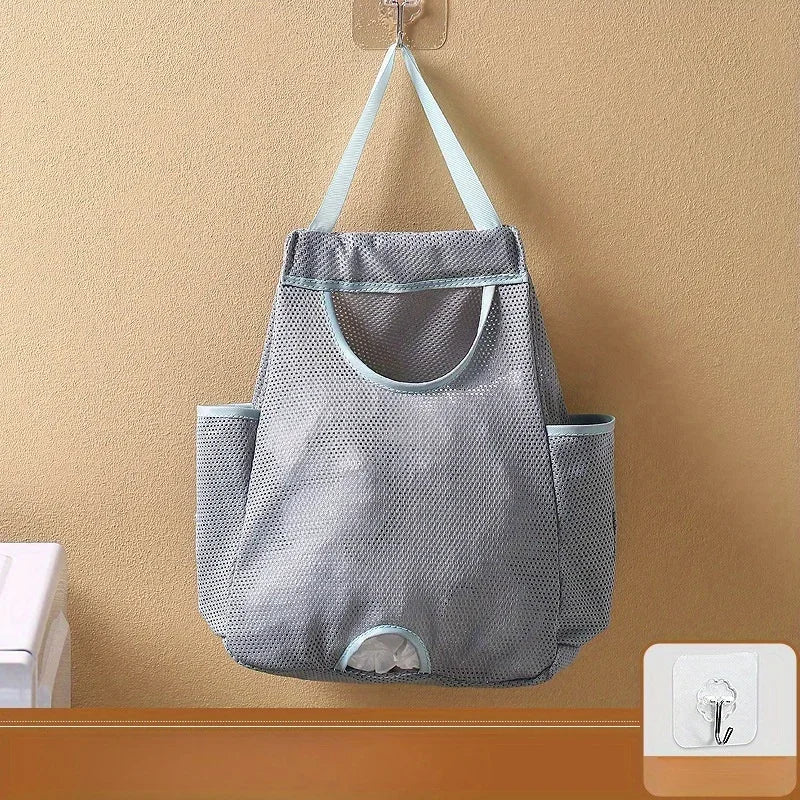 Sac poubelles mural bleu pratique maille fine crochets adhésifs poches