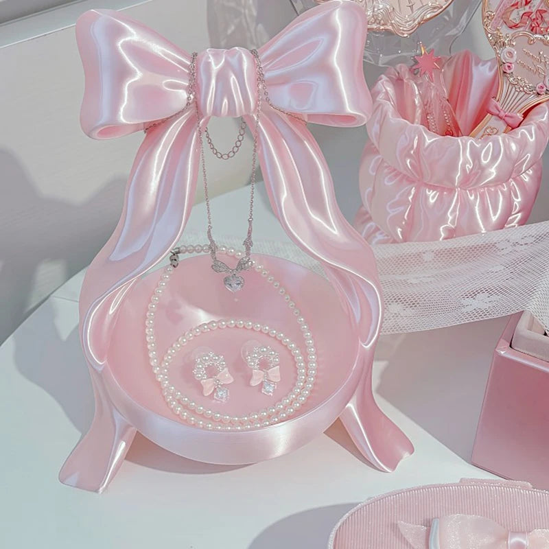 présentoir bijoux rose clair satiné boîte rangement féminin organisateur maquillage
