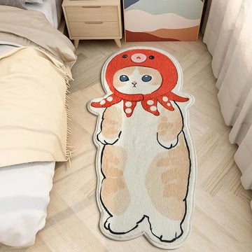 tapis sol chambre coucher motif chat mignon doux décoratif antidérapant maison