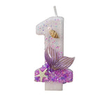 bougies anniversaire forme chiffre violet blanc doré étoile sirène mer décorative adhésive pailletée transparente