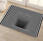 tapis moderne rayures optique anti dérapant noir blanc salon entrée 30x50cm 40x60cm 50x80cm