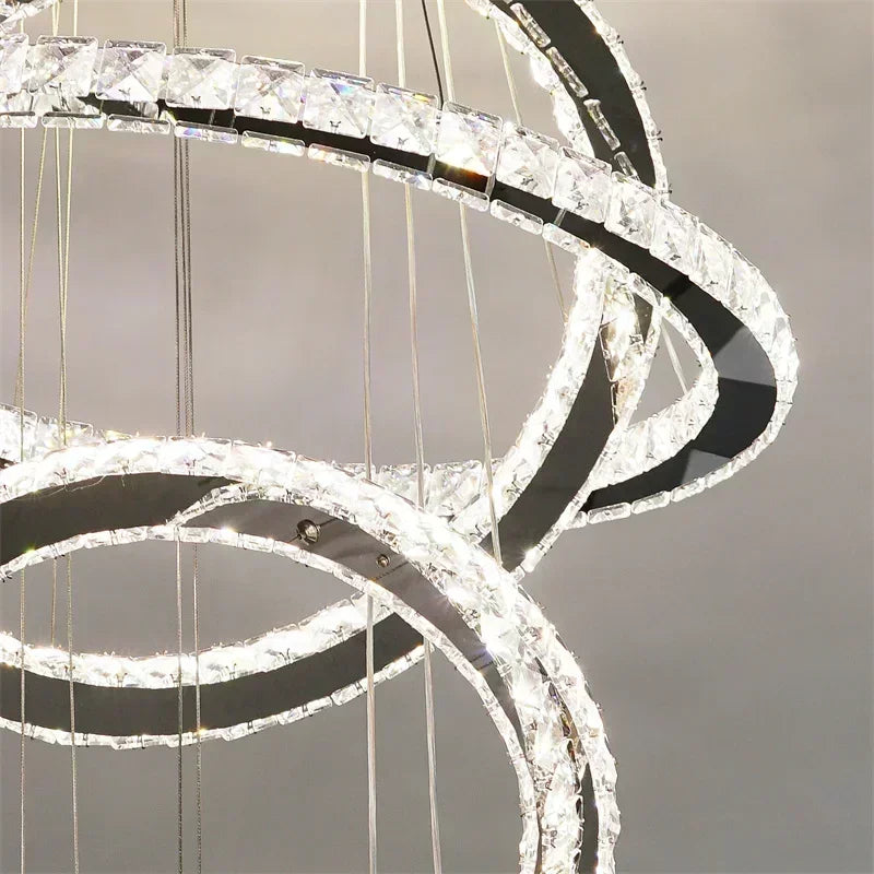 suspension lumineuse moderne acier inoxydable blanc noir strass brillant 2000 82000 lumens 90 260v
