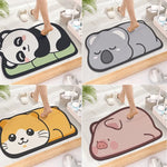 tapis bain absorbant antidérapant animaux cartoon noir blanc vert pandas koalas chats cochons