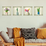stickers muraux vases fleurs moderne autoadhésifs couleurs variées decoration intérieure chambre salon