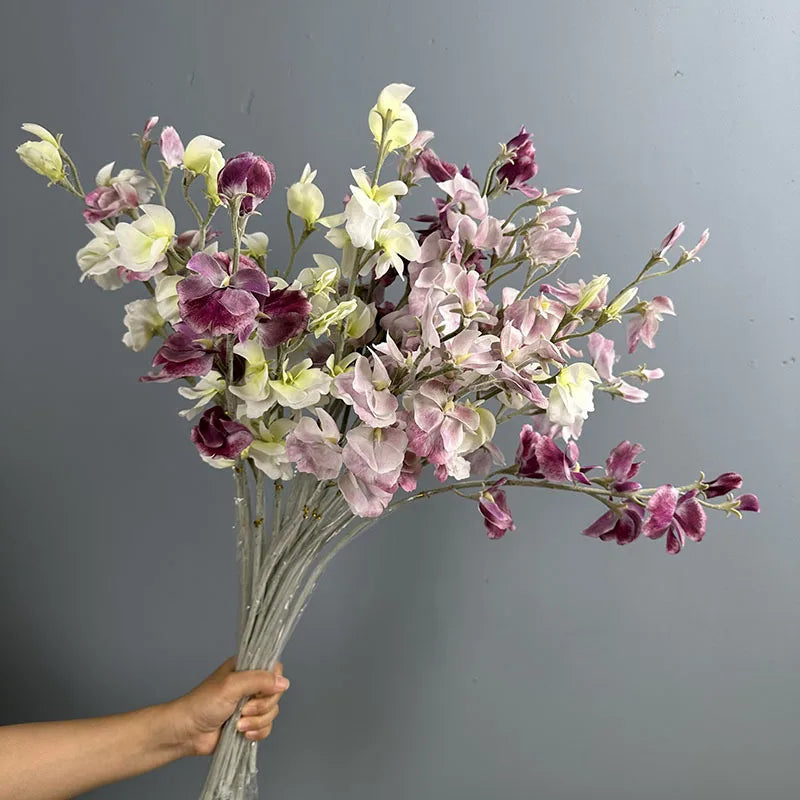 décoration intérieure bouquet artificiel violet blanc rose tige transparente fleurs opaques classique mariage anniversaire