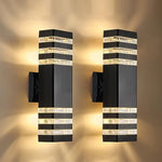 applique murale moderne noire rayures blanches deux ampoules E27 ip65 étancheextérieur led rechargeable 110240v
