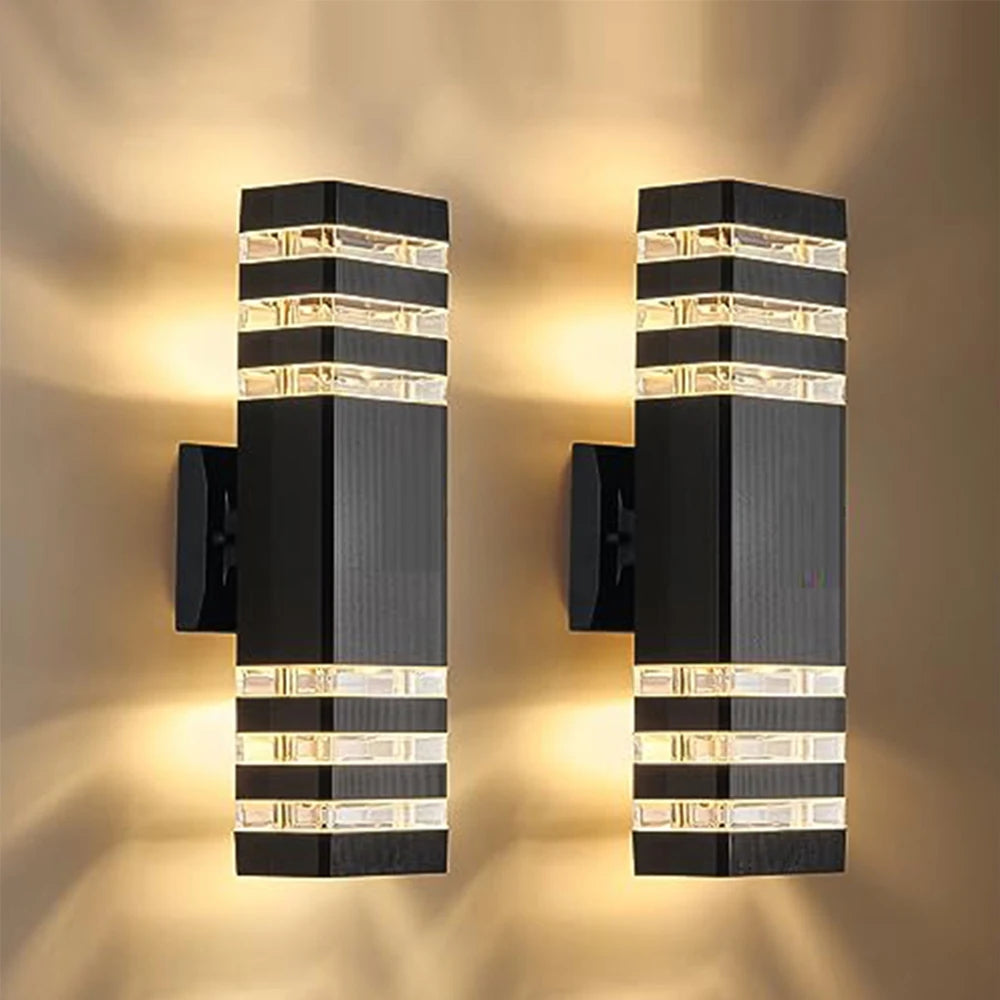applique murale moderne noire rayures blanches deux ampoules E27 ip65 étancheextérieur led rechargeable 110240v