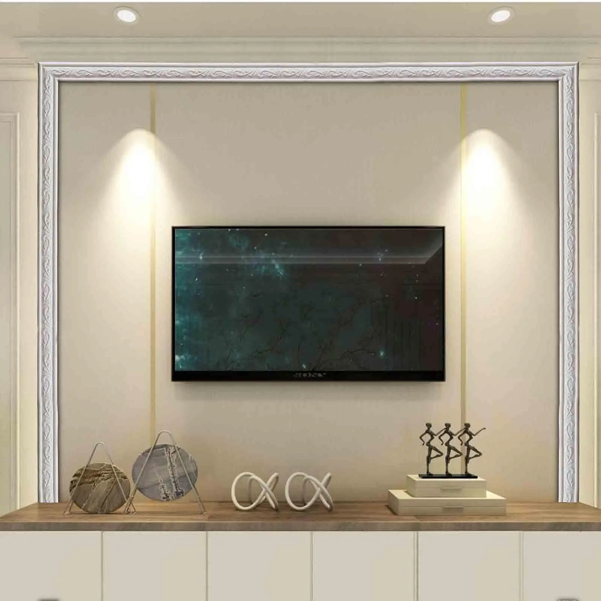 ruban décoratif autoadhésif moderne ornements floraux blanc classiqueintérieur décoration bande murale