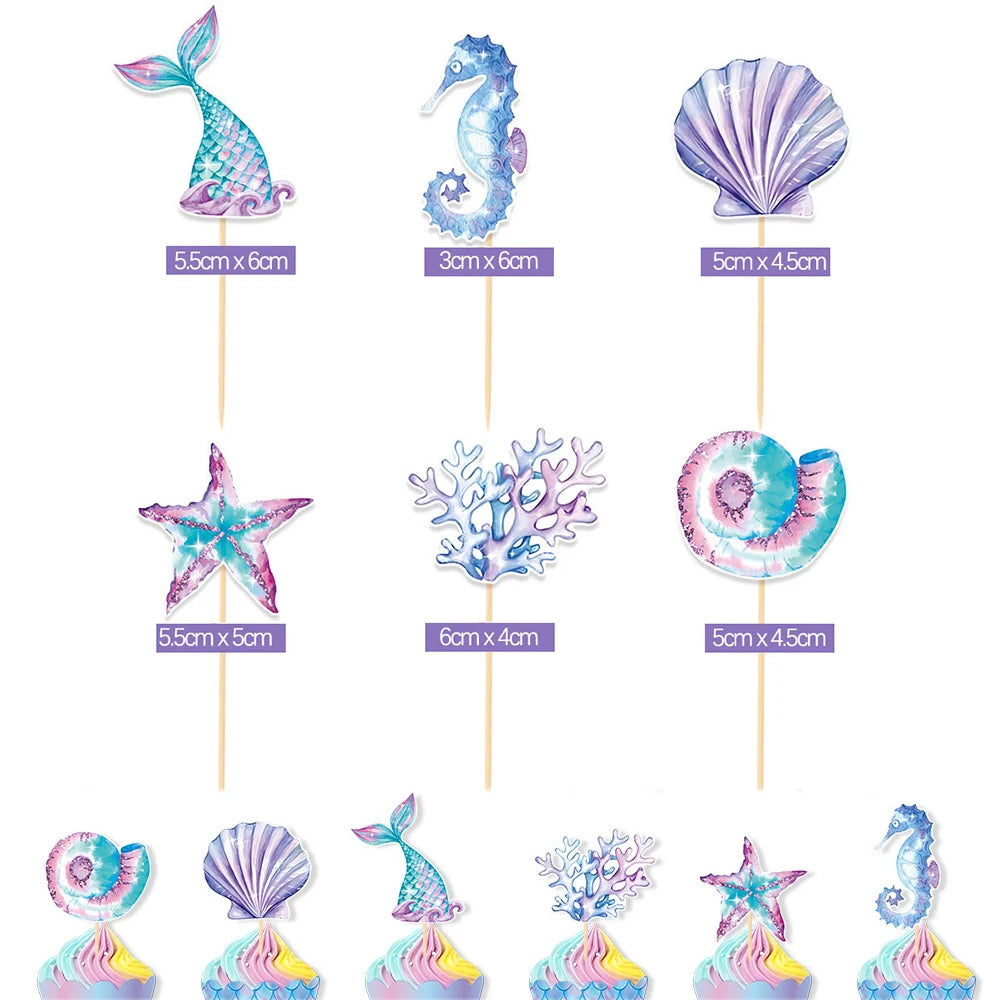 supports cupcakes sirène bleu rose anniversaire thème poisson corail festive