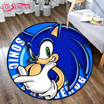 tapis rond sonic dessin animé bleu blanc rouge jaune noir cartoon 100cm 120cm 140cm
