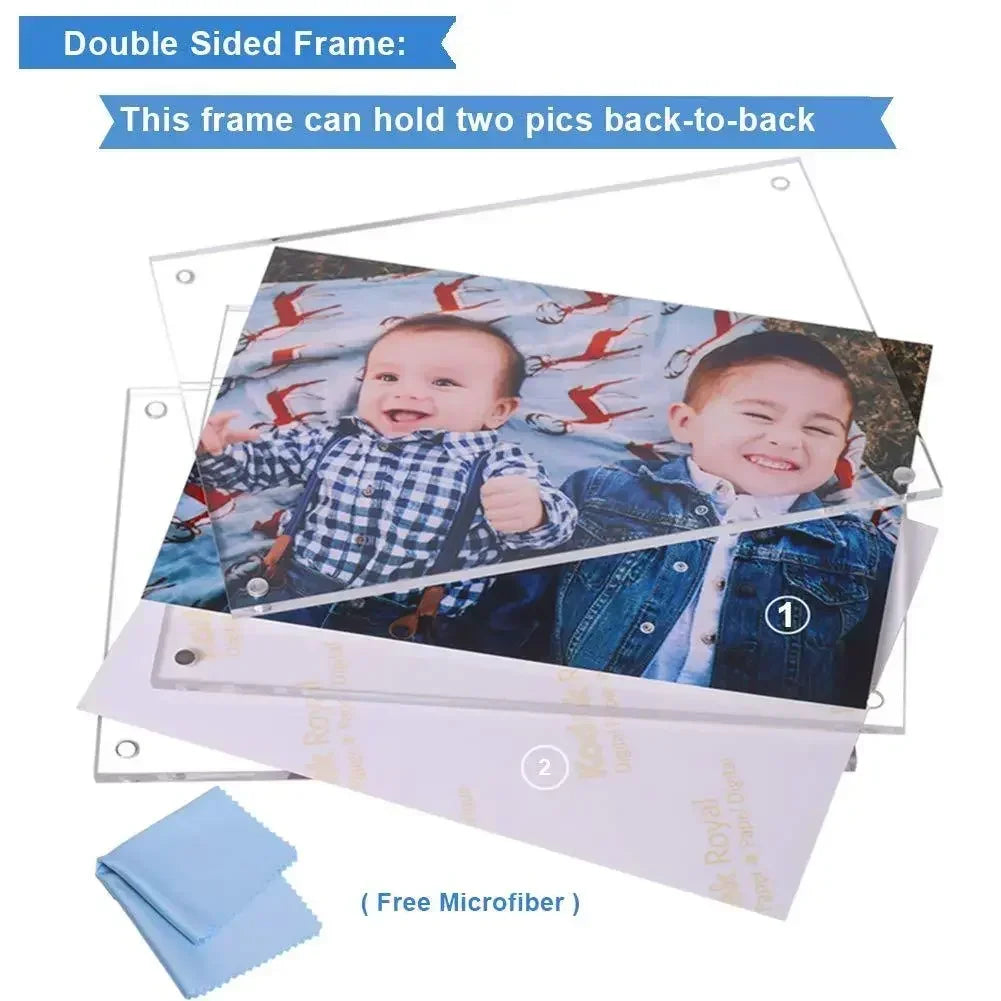 Cadre photo magnétique acrylique transparent avec photo insérée