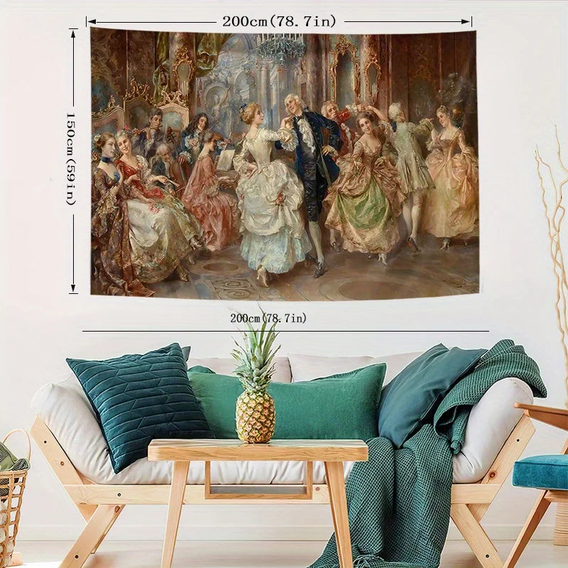 toile d'art multicolore scène historique personnages élaborés classique tapisserie intérieurcoration mur