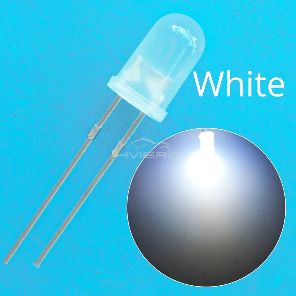 diodes led 5mm diffusées transparentes bleu vert rouge blanc jaune 2pin 1000pcs standard