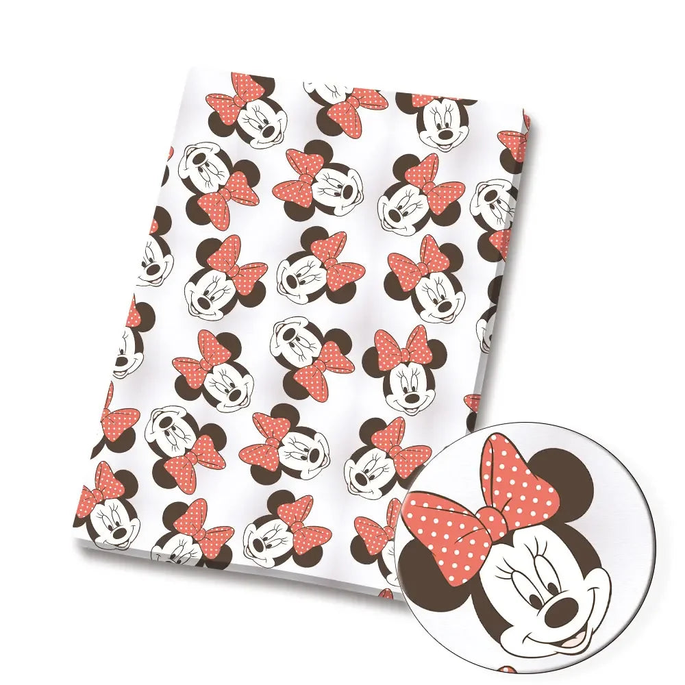 tissu imprimé mickey minnie géométrique coton polyester 140cm bleu blanc rouge jaune