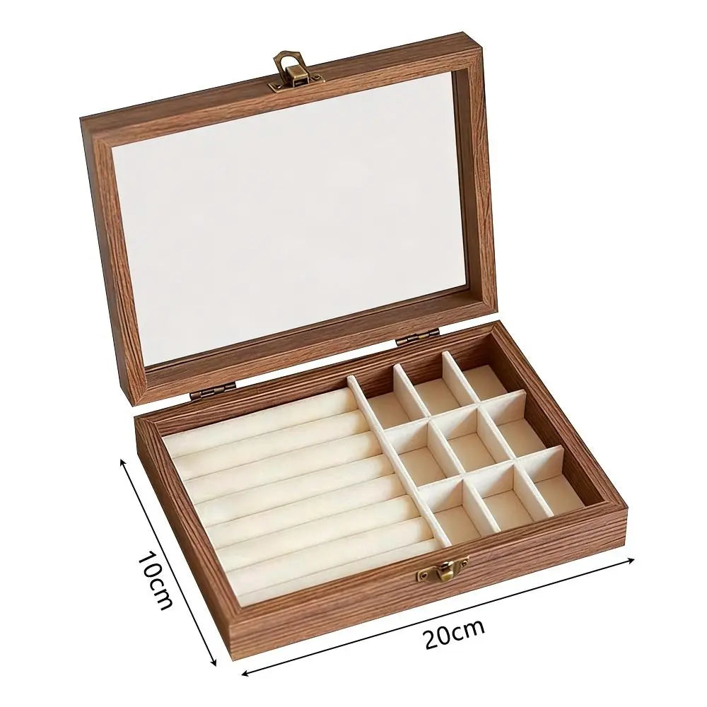 boîte bijoux bois marron compartiments velours transparente cadenas classique moderne
