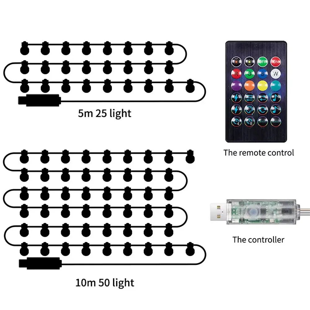guirlande lumineuse multicolore 25 led 5m clips moderne noël décoration chambre extérieure
