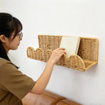 panier mural tressé beige rustique adhésif fixe organisation murale décoration boho chambre enfant
