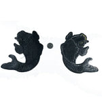 patch brodé poisson koi noir ecailles traditionnel asiatique coton polyester diy personnalisable