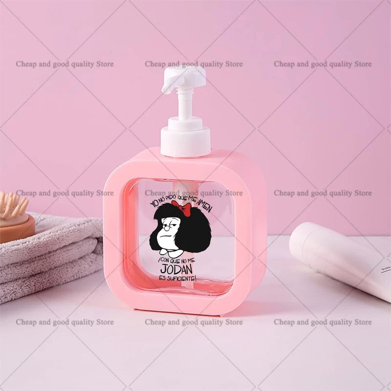distributeur savon liquide rose personnages animés transparent moderne 300ml rechargeable