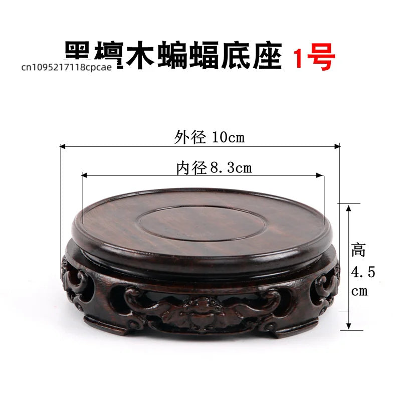 socle bois noir sculpté support présentation traditionnel vase décoration intérieure