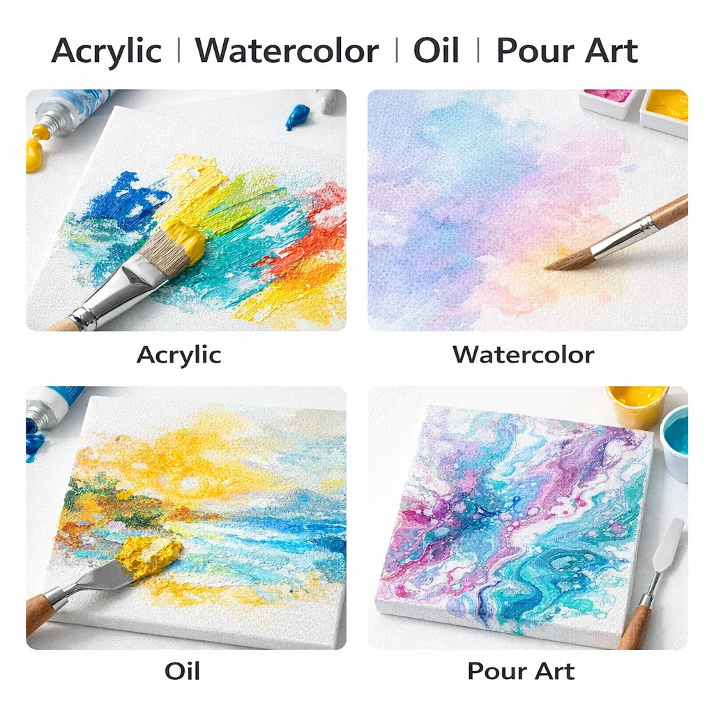 toile peinture blanc moderne 20x20cm acrylique aquarelle huile 3mm epaisseur
