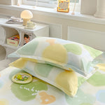 taies d'oreiller fleurées ensemble literie classique oreiller drap plat ours rose doux