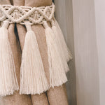 rideau boho chic macramé franges coton solide beige clair accessoires fenêtre pastorale