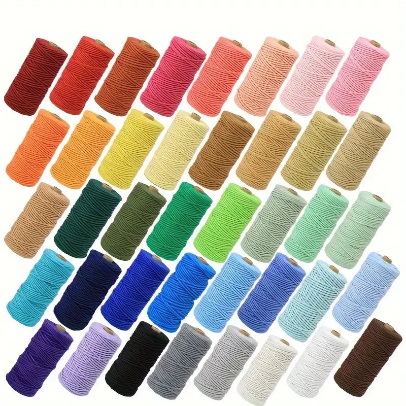 fil macramé coton multicolore artisanal 20m texture tissée bohème decoration vêtement textile maison couture