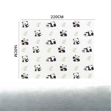 tapis pique nique jetable imperméable blanc noir vert panda bambou moderne cartoon 160 220cm