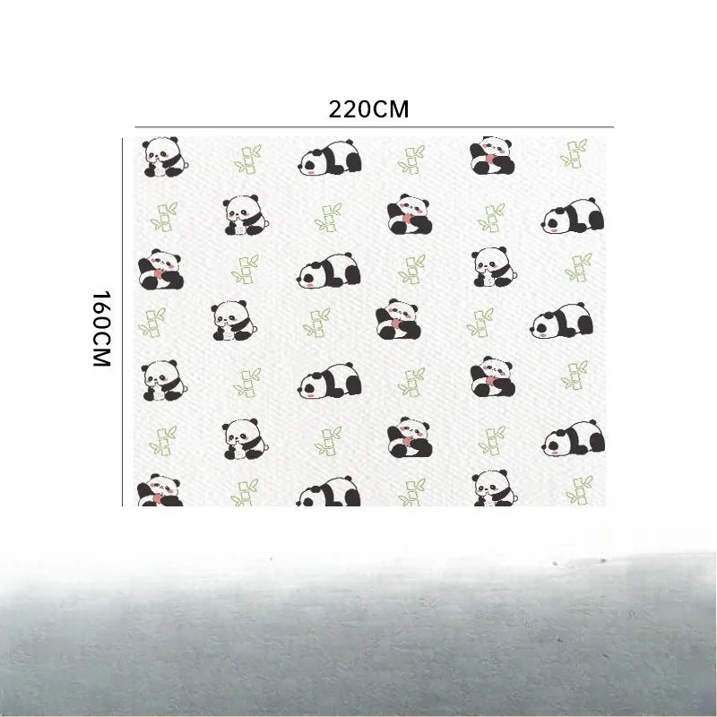 tapis pique nique jetable imperméable blanc noir vert panda bambou moderne cartoon 160 220cm