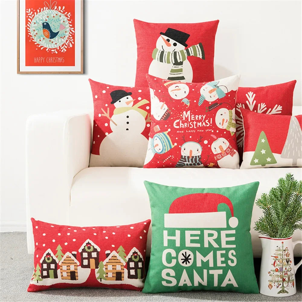 coussins noel motifs rennes neige sapins merry christmas festive decoration voiture maison