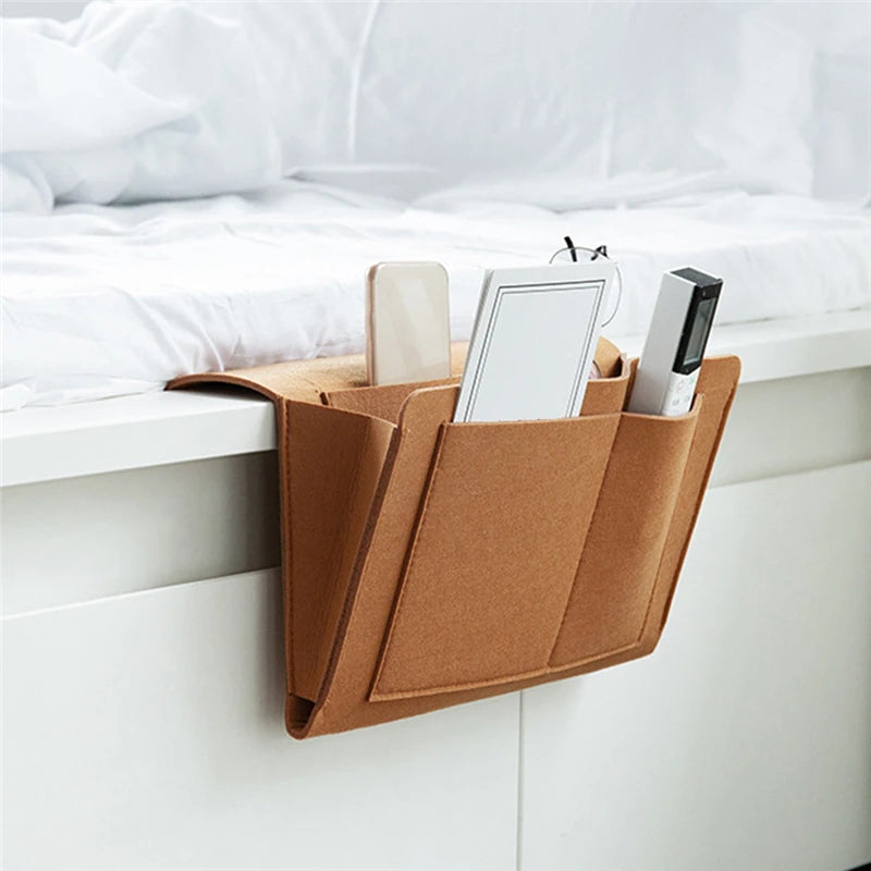 sac rangement gris feutre pliable rangement moderne poche centrale arrièreversible salon