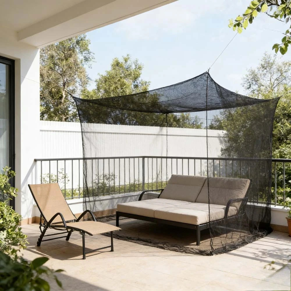 filet anti moustiques noir moderne fixé cordons usage extérieur maison grande taille pliable traité