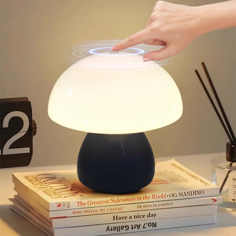 lampe table led champignon blanc noir moderne charge tactile usb chambre coucher minimaliste