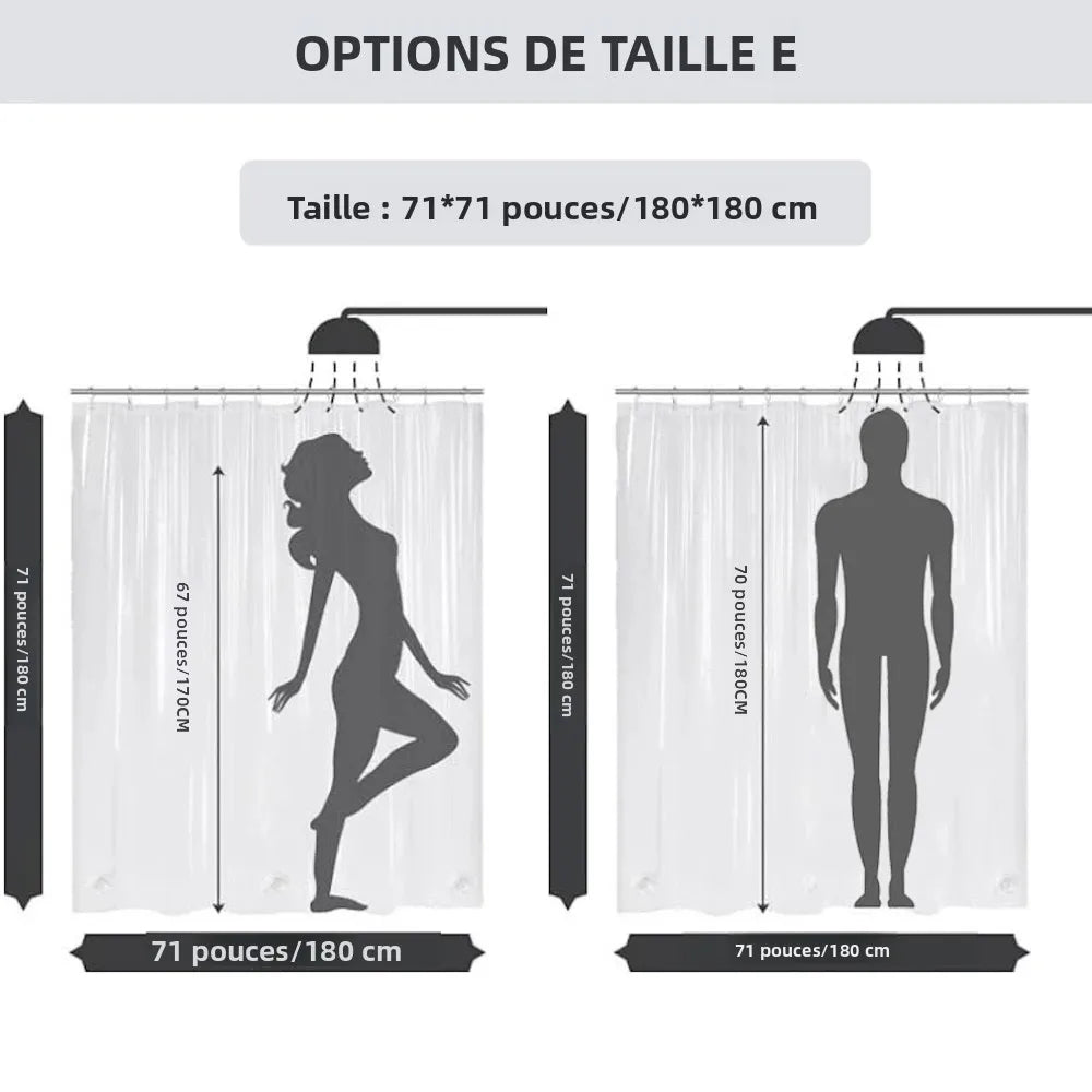 rideau douche polyester blanc fleur géométrique moderne anneaux